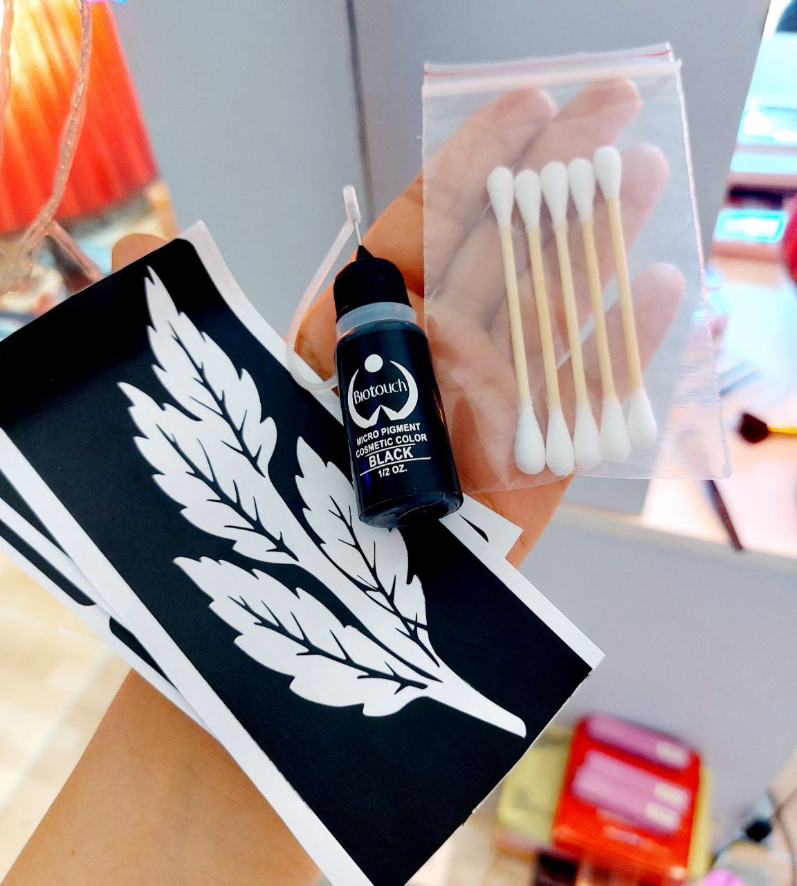 بايو تاتش تاتو مؤقت حبر مع مجموعة رسومات باللون الاسود