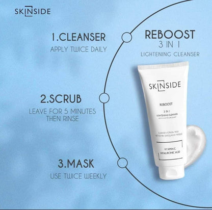 غسول وسكراب وماسك للتفتيح من سكين سايد 3*1 بفيتامين سى 150مل