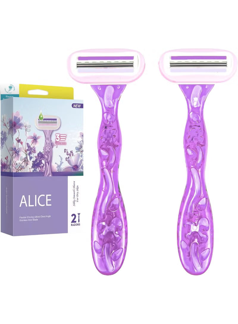 اليس ماكينة حلاقة للنساء - 2 ماكينة حلاقة للجسم - شفرات ثلاثية من الفولاذ المقاوم للصدأ - رأس محورى - ماكينة للبشرة الجافة