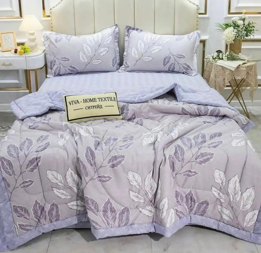 3 Piece Comforter Set with Stripe Pattern (Size 240×220 cm)