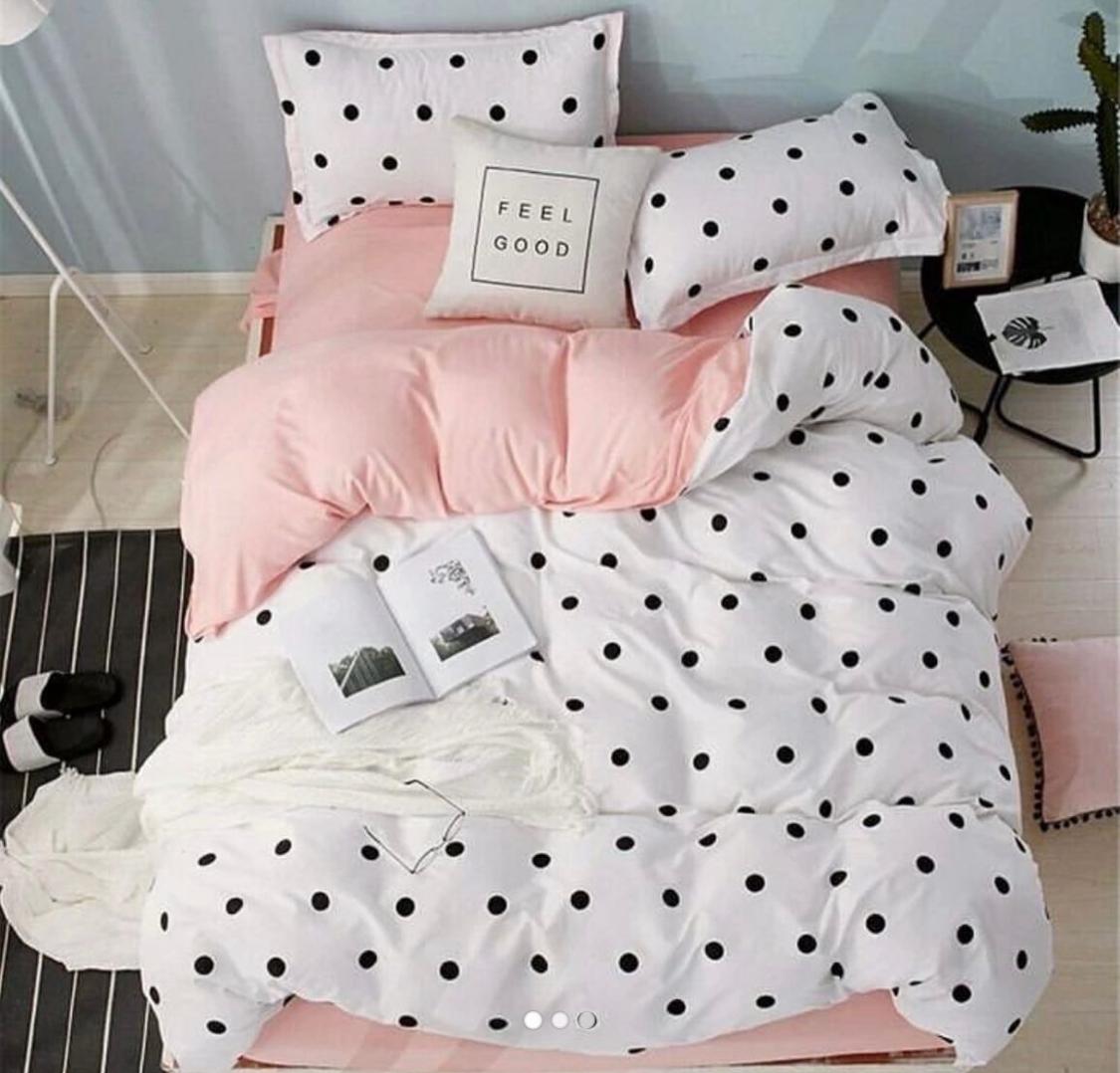 لحاف ابيض منقط اسود سترايب 1 قطعة بمقاس (220*240)