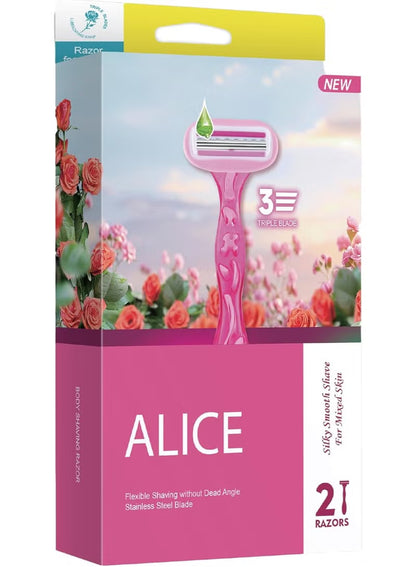 اليس شفرات حلاقة ثلاثية للجسم للنساء من الفولاذ المقاوم للصدأ برأس محورى، للبشرة المختلطة