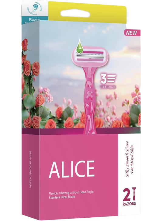 اليس شفرات حلاقة ثلاثية للجسم للنساء من الفولاذ المقاوم للصدأ برأس محورى، للبشرة المختلطة