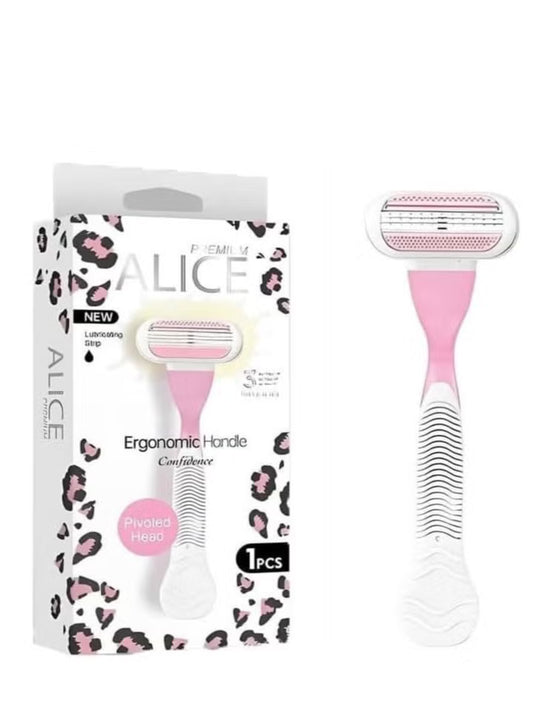 اليس شفرات حلاقة للنساء رأس ماكينة مزودة بثلاث شفرات مع شريط ترطيب للبشرة الحساسة مثالية للجسم ومنطقة البيكيني وتحت الإبط