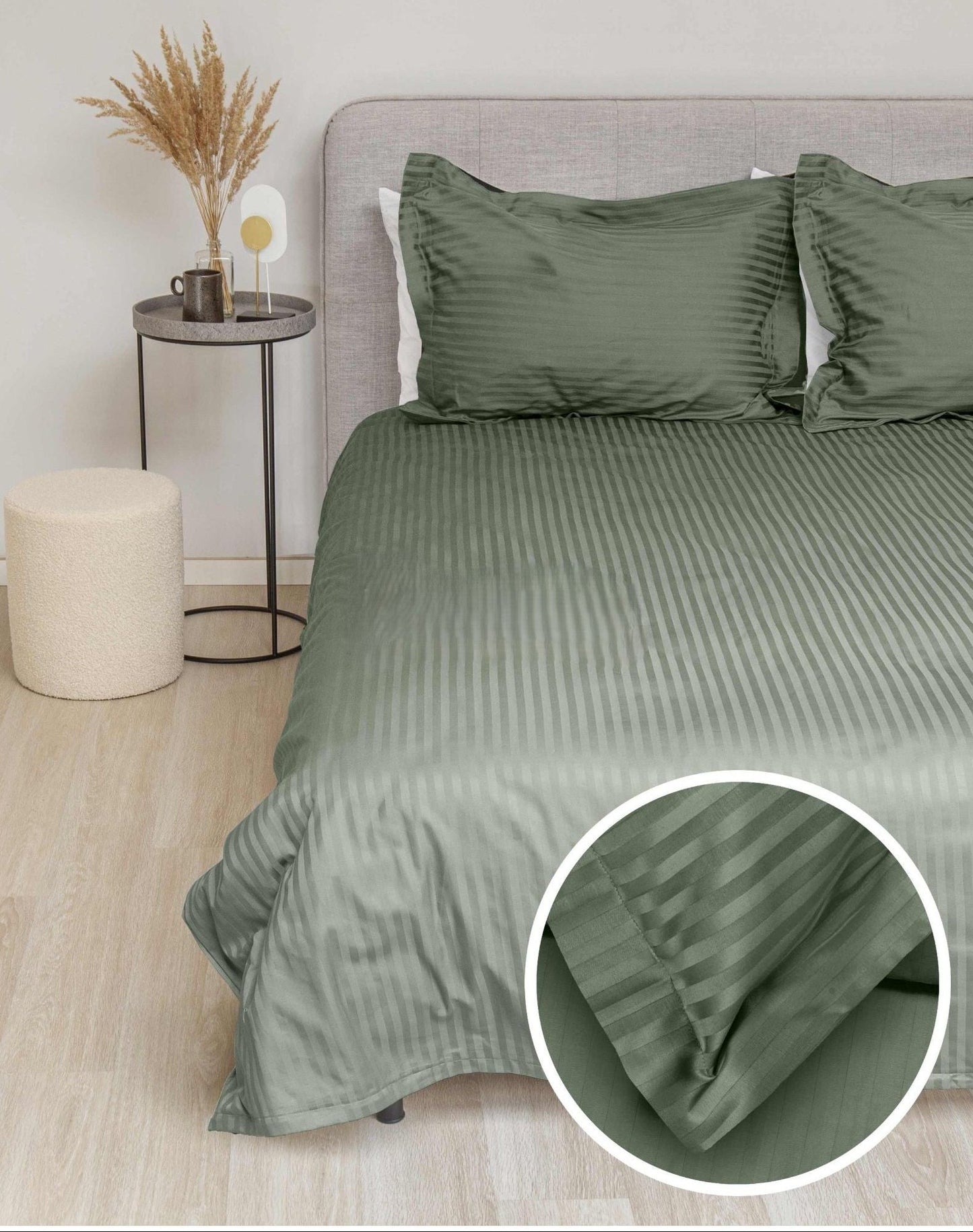طقم لحاف سترايب بلون زيتونى 3 قطع (220*240)